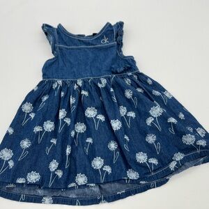 Calvin Klein Little Girls Denim Floral Dress 3T